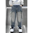 thumbnail image 5 of Rolanko Boys Baggy Jeans Elastic Straight fit Stretch Denim Pants Loose Kids Clothes 4-14 Years, 5 of 6