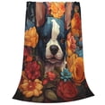 thumbnail image 2 of Fotbe Cute Colorful Flower French Bulldog Manta de Franela Acolchonada con Estampado, Súper Suave y Esponjosa, Extra Grande para Sofá, Cama, Uso Todo el Año-50"x40", 2 of 7