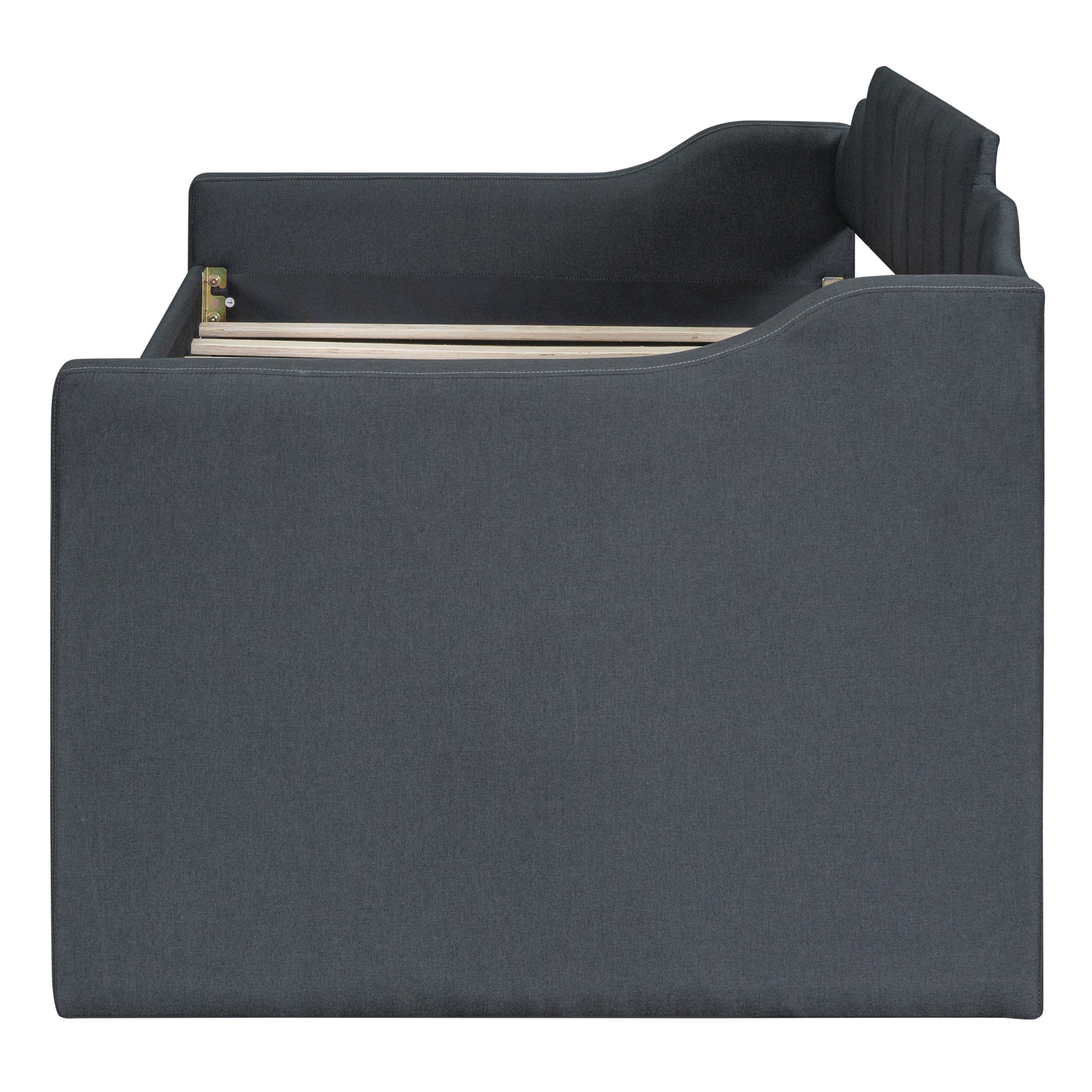 Noble House Norwick Twin Linen-Blend Upholstered Daybed with Trundle and Storage Drawers, Gray