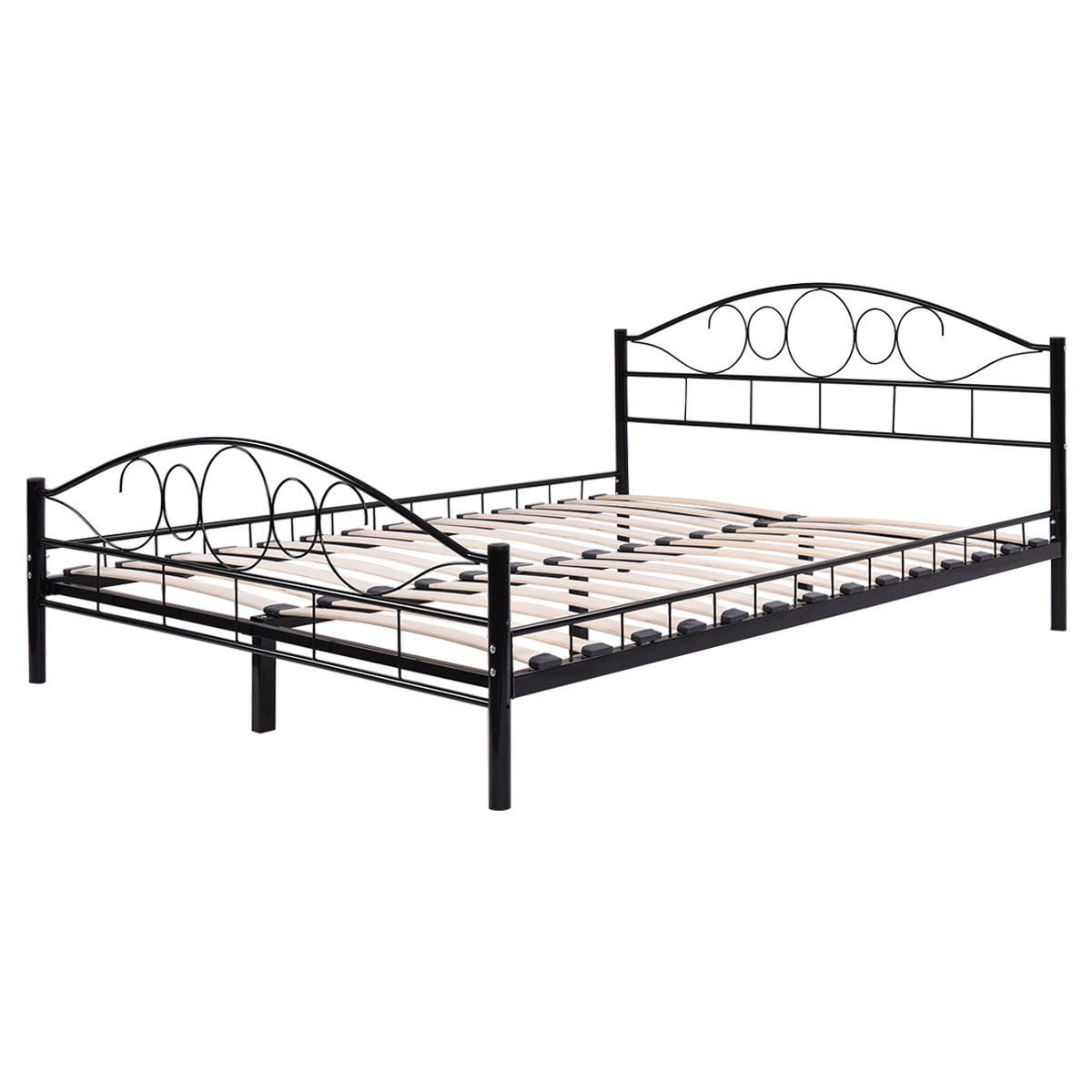 Queen Size Wood Slats Steel Bed Frame Platform Headboard Footboard Queen Size Wood Slats Steel Bed Frame Platform Headboard Footboard Black Com