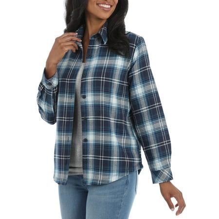 Women's Lee Riders Long Sleeve Plaid Fleece Lined Flannel Shirt | Lee lee riders womens fleece lined flannel shirt