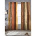 thumbnail image 2 of Farmhouse Orange Brown Sheer Curtains 96 Inch Length 2 Panels Set, Retro Vintage Wood Voile Window Treatment Semi Sheer Long Curtains Drapes for Bedroom/Living Room/Kitchen 52"x96"x2, 2 of 7
