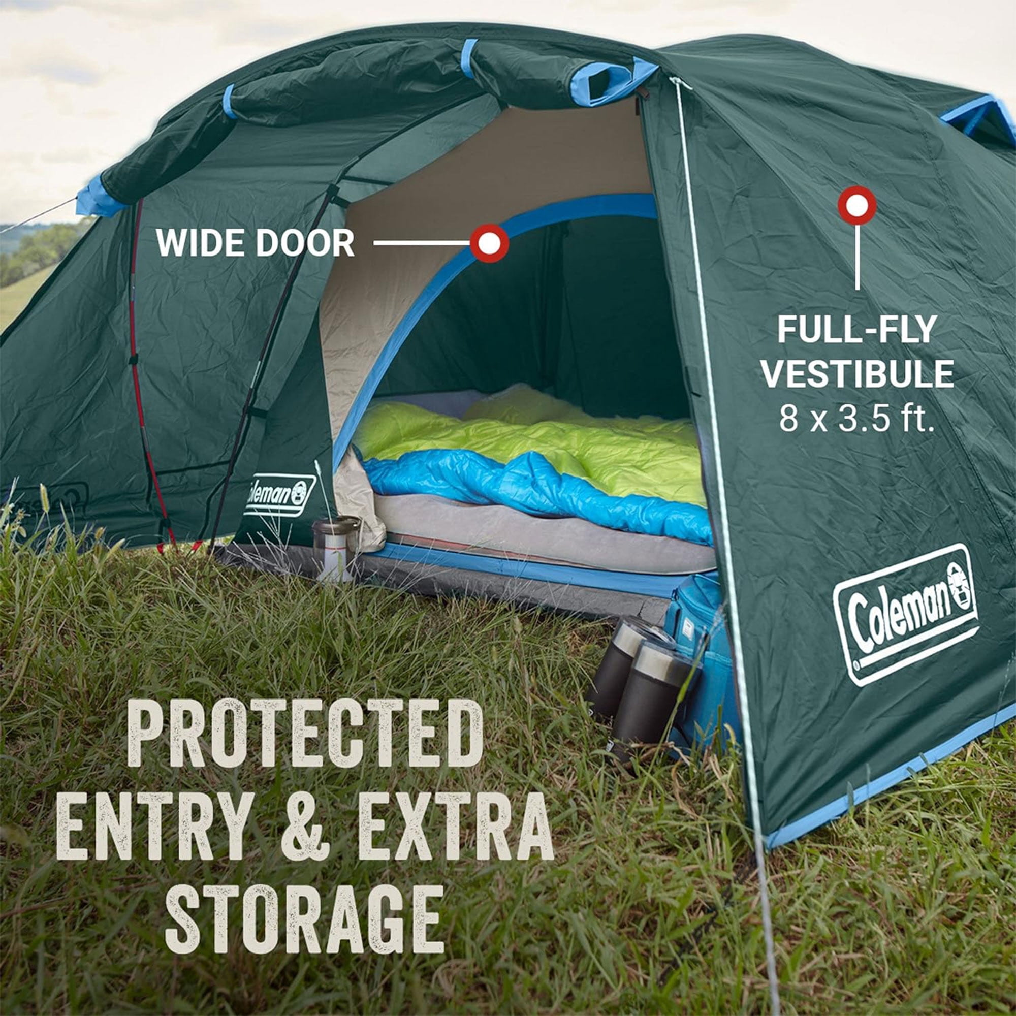 Coleman Skydome Campingzelt Mit Dark Room Technology – 4–6 Personen, 90% Sonnenlicht Blockiert, Inkl. Vorzelt