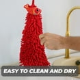 thumbnail image 4 of ELAYARD Fluffy Ball Hand Towel Red Easy to Clean Chenille for Kitchens 1Pack, 4 of 5
