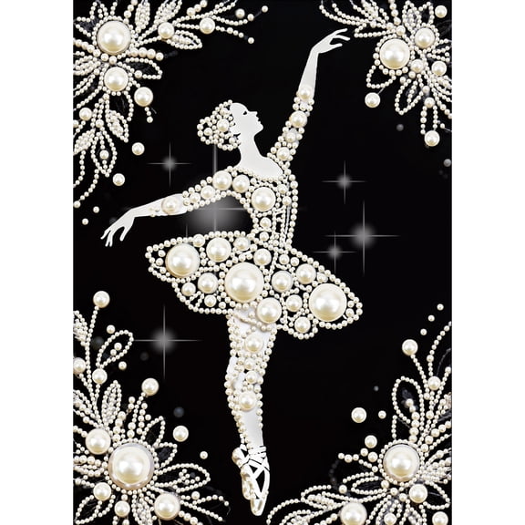5D DIY Pearl Diamond Painting Kit, Gentle Dancer Round Pearl Diamond Art Set Sparkling creative craftwork, ideal for home décor and gift selection 15.7 x 11.8 in