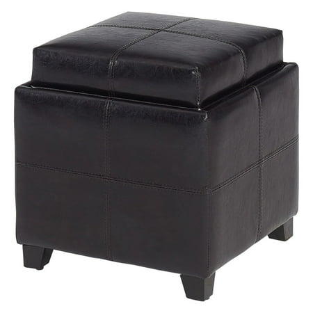 - Faux Leather Storage cube with Reversible Tray Lid, Brown