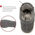 thumbnail image 3 of Minnetonka Kid's Hardsole Pile-Lined Moccasin Slippers, Charcoal 7 Little Kid, 3 of 6