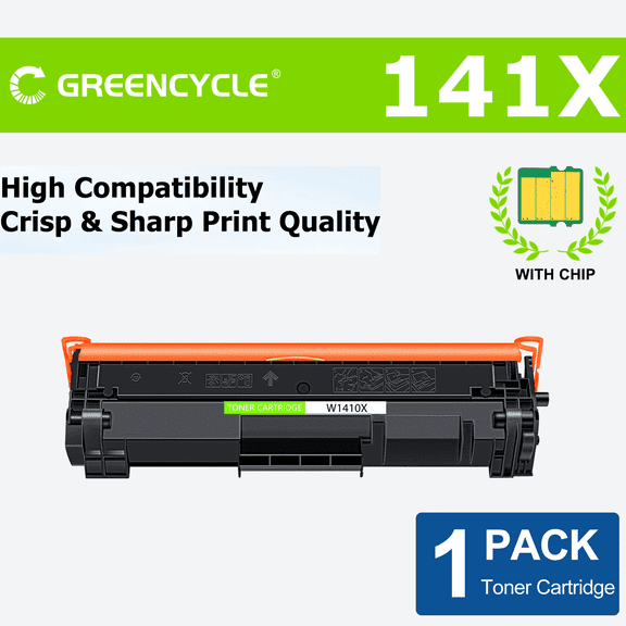 greencycle W1410X 141A W1410A Compatible Replacement for 141X Black Toner Cartridge Laserjet Pro M110w MFP M140w M139w(1Pk,with chip)