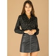 thumbnail image 2 of INSPIRE CHIC Blusa de estrellas con lunares brillantes dorados de manga larga metálica vintage para mujer Negro XL, 2 of 6