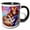 Black/White, variant on 3drose, Redhead Woman in Blue Dress Hugs Her Ginger Cat. Happy Cat Lady Gift, 15oz Two-tone Red Mug