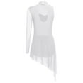 thumbnail image 4 of iiniim Women's Lyrical Dance Costume Rhinestone Asymmetrical Skirted Leotard Figure Ice Skating Dress White S, 4 of 7