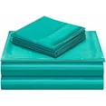 thumbnail image 5 of 6 Piece Satin Bedding Sheet Pillowcase Set Deep Pocket Luxury Rich Silk Silky Super Soft Solid Color Sexy Honeymoon Stain-Resistant Wrinkle Free (Queen,Turquoise), 5 of 8