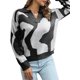 thumbnail image 1 of Suéter de mujer con cuello en V Suéteres casuales sueltos Romacci Camiseta de manga corta, 1 of 7
