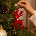 thumbnail image 4 of Velvet Christmas Tree Ornaments, Shatterproof Flocked Christmas Decorations, Burgundy Reindeer Shaped for Xmas Holiday Home Party Decor(A), 4 of 7