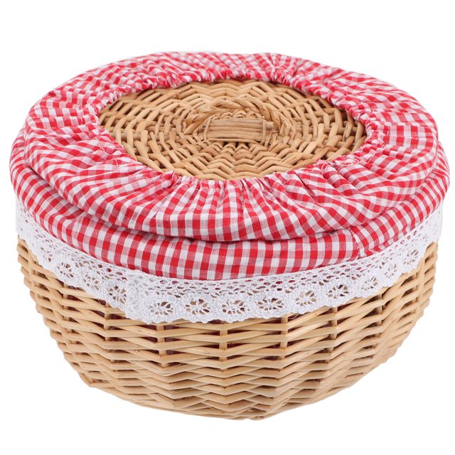 UPGRATOR Multi Color Wicker Bread Basket for Serving and Storage Perfect for Home Use 12.5 x 12.5 x 4.5 Inches