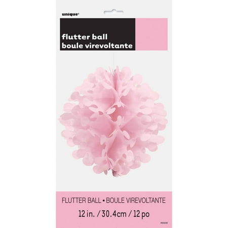 Unique Industries Pink 12" Asymmetrical Shaped Tissue Paper Hanging Pom Poms