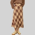 thumbnail image 3 of Women's Plaid A-Line Midi Skirt with High Waist - X Large, Tan, 3 of 5
