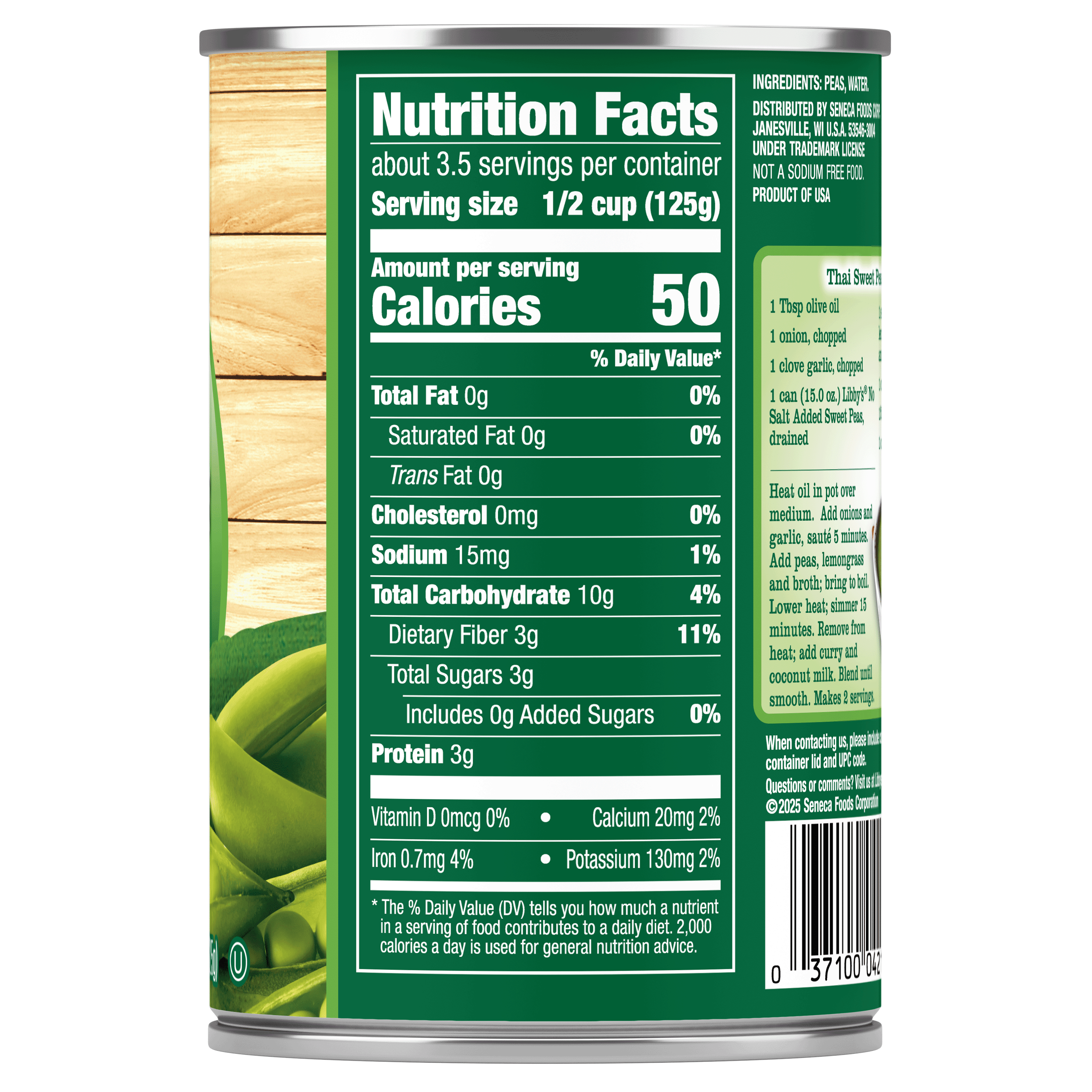 (12 pack) Libby's No Salt Added Sweet Peas, 15 oz