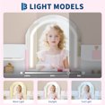 thumbnail image 4 of Kojooin Kids Vanity Desk Set with Lighted Mirror, Wooden Makeup Table with Bookshelf, Drawer, Shelves and Stool, 4 of 8