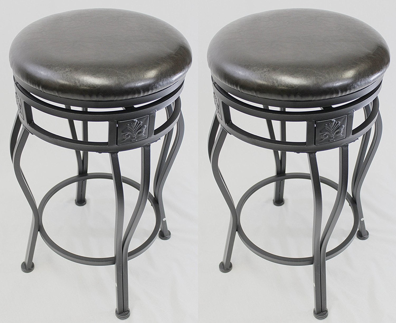 29" Swivel Metal Bar Stool with Faux Leather Seat in Espresso 2PC Set