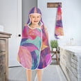 thumbnail image 4 of Pink and Purple Bright Leaves Hooded Beach Towel Kids Bath Towels Quick Dry for Pool Swiming 50" x 23.5" Microfiber Soft Bathrobe, 4 of 7