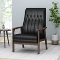 thumbnail image 3 of DUOSONG Mid Century Modern Upholstered Accent Chair, Matte Black Faux Leather Matte Black Faux Leather Furniture Primary Living Space Chairs & Accent Seating, 3 of 11