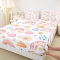 thumbnail image 3 of Homewish Watercolor Rainbow Clouds Twin Sheet Sets,Colorful Stars Graffiti Twin Fitted Sheet,Pink White Flat Sheet For Girl Kids,Breathable Home Decor,3 Pieces, 3 of 7