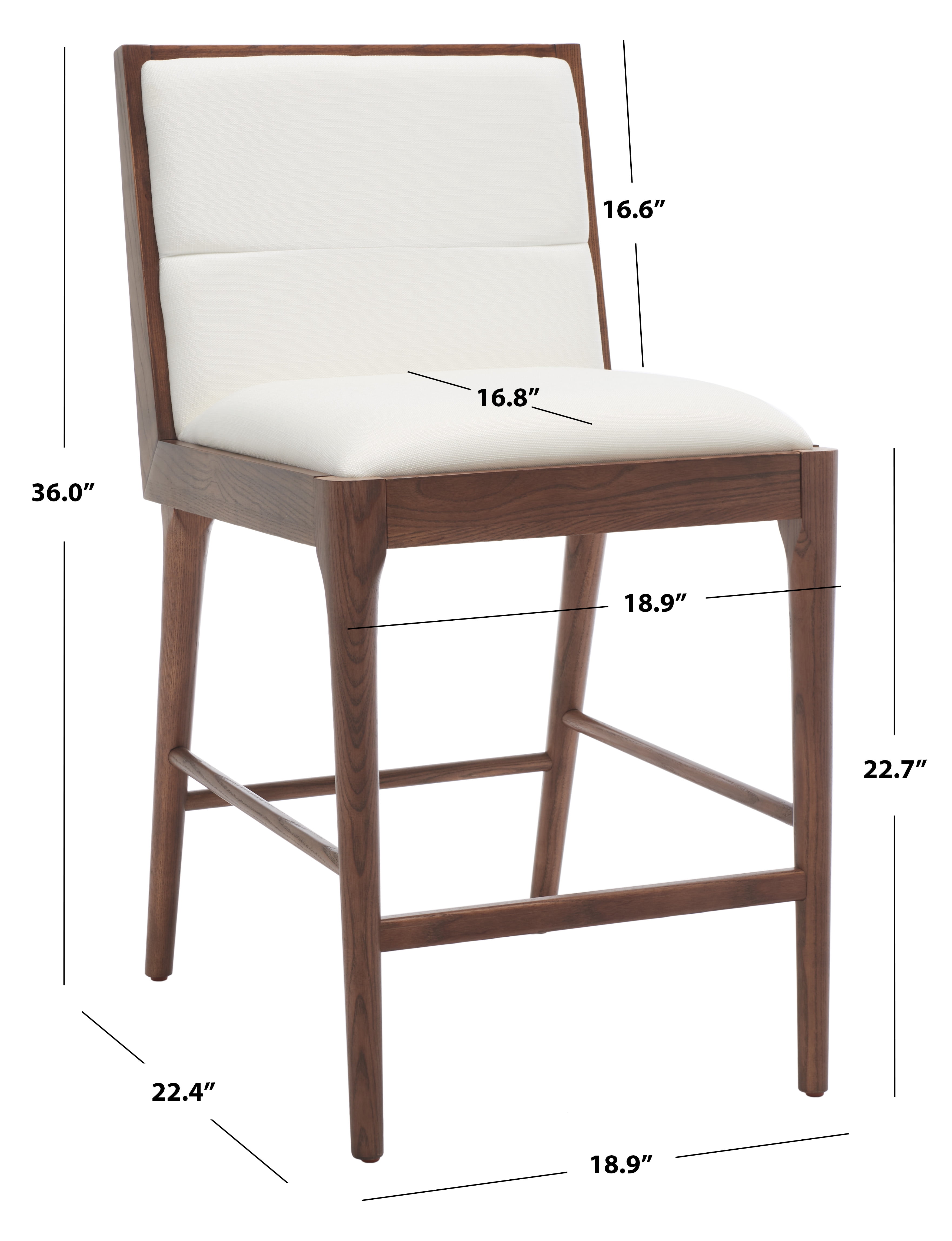 SAFAVIEH Couture Laycee Square Mid Back Bar Stool, Walnut/White (Set of 2)