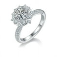 thumbnail image 2 of 1 Carat Round Cut Moissanite Engagement Ring Diamond Anniversary Ring 18k White Gold Over Silve, 2 of 4