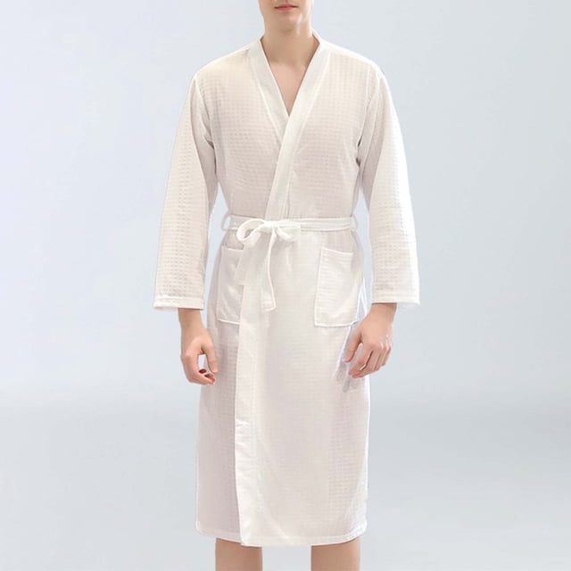 Men's Casual Long Sleeve Cotton Robe for Home, Hotel, and Spa