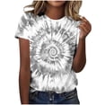 thumbnail image 2 of Mifsaly Tie-Dye Cotton T-Shirt for Women Short Sleeve Crew Neck Casual Summer Tops Colorful Print Lightweight Breathable Casual Blouse S, 2 of 6