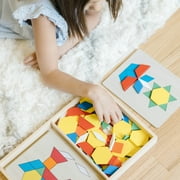 Melissa & Doug Pattern Blocks and Boards - Classic Toy With 120 Solid Wood Shapes and 5 Double-Sided Panels, Multi-Colored Animals Puzzle