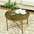 thumbnail image 5 of Hammered Tray Coffee Table, 24" Round, Gold, Metal, Bedroom, Living Room, Side - Stable & Classy Addition Round Table With Top, Vintage Metal Center For Gold Exquisite Craftsmanship, Quality, 5 of 5