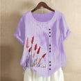 thumbnail image 1 of Shorts pour Femmes, Blouses pour Femmes, Mode Féminine Imprimée Confortable Ample Manches Courtes Blouse Boutonnée Col Rond Décontracté, 1 of 4