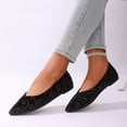 thumbnail image 3 of Women's Rhinestone Ballet Flats Comfortable Pointed Toe Lightweight Casual Dressy Shoes Work Flats Office Shoes Black Size 9, 3 of 7