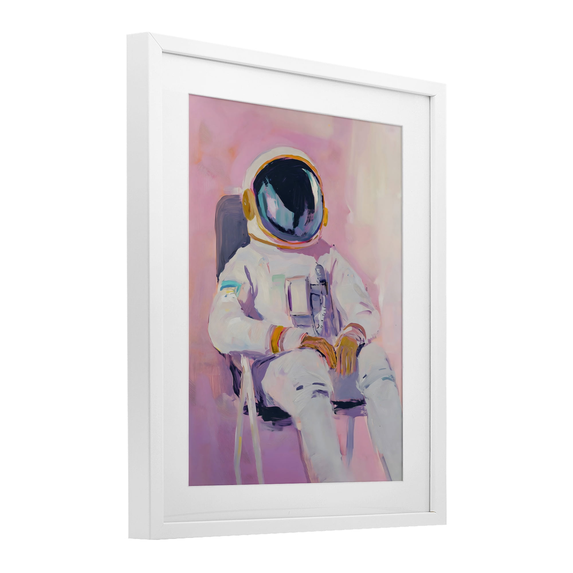 Stupell Industries Resting Astronaut on Chair White Framed Print Under Glass, design by The Prints Vibe