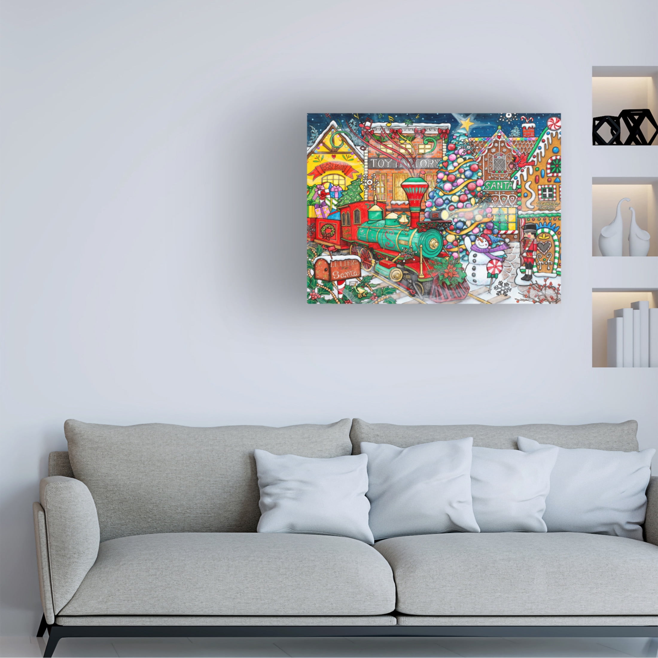 Canvas Wall Art - Kathy Kehoe Bambeck 'Santa's Village' Wall Art for Living Room, Bedroom, or Office Décor by Trademark Fine Art - 19 x 14 Inches