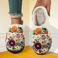 thumbnail image 3 of Flower Women Men Memory Foam Fuzzy Slippers Warm Indoor Outdoor House Shoes, 3 of 9
