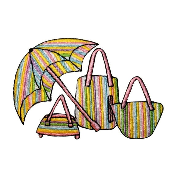 ID 9017 Rainbow Stripe Beach Items Patch Travel Bag Embroidered Iron On Applique