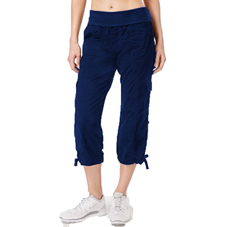 Calvin Klein Women's Performance Cargo Cropped Pants Navy Size 2 Extra ...
