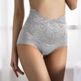 thumbnail image 4 of BYHONG Women's Lace Underwear Plus Size High Waist Cotton Soft Full Cover Underpants Panties for Women Grey L, 4 of 5