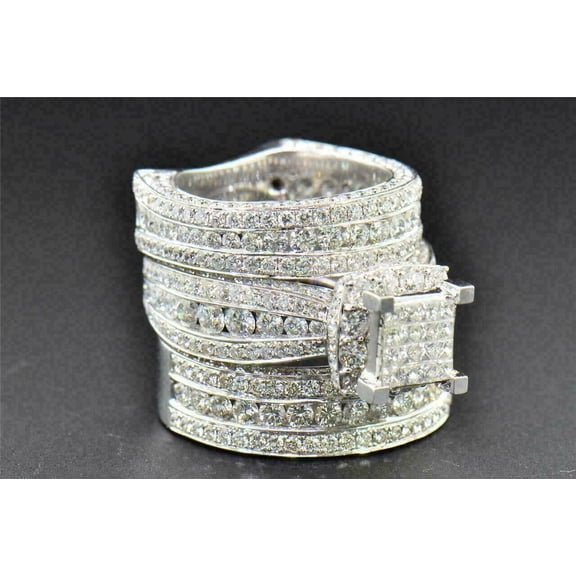 TAAPSEE JEWELS His Her Wedding Trio Set Ring 14k White Gold Finish Round Cut Cubic Zirconia