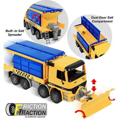Click N’ Play Friction Powered Snow Removal Plow Truck Construction Toy Vehicle for (Best Small Vehicle For Snow)