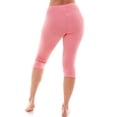 thumbnail image 5 of Cotton Capri Leggings Plain Pants Capris For Women Junior & PLUS Size, Pink, Medium, 5 of 6