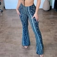 thumbnail image 2 of Wovix Women's Casual Long Pants Trendy Flare Yoga Leggings High Waisted Boho Design Slim Palazzo Wide Leg Pants Bell Bottoms Soft For Daily, 2 of 9