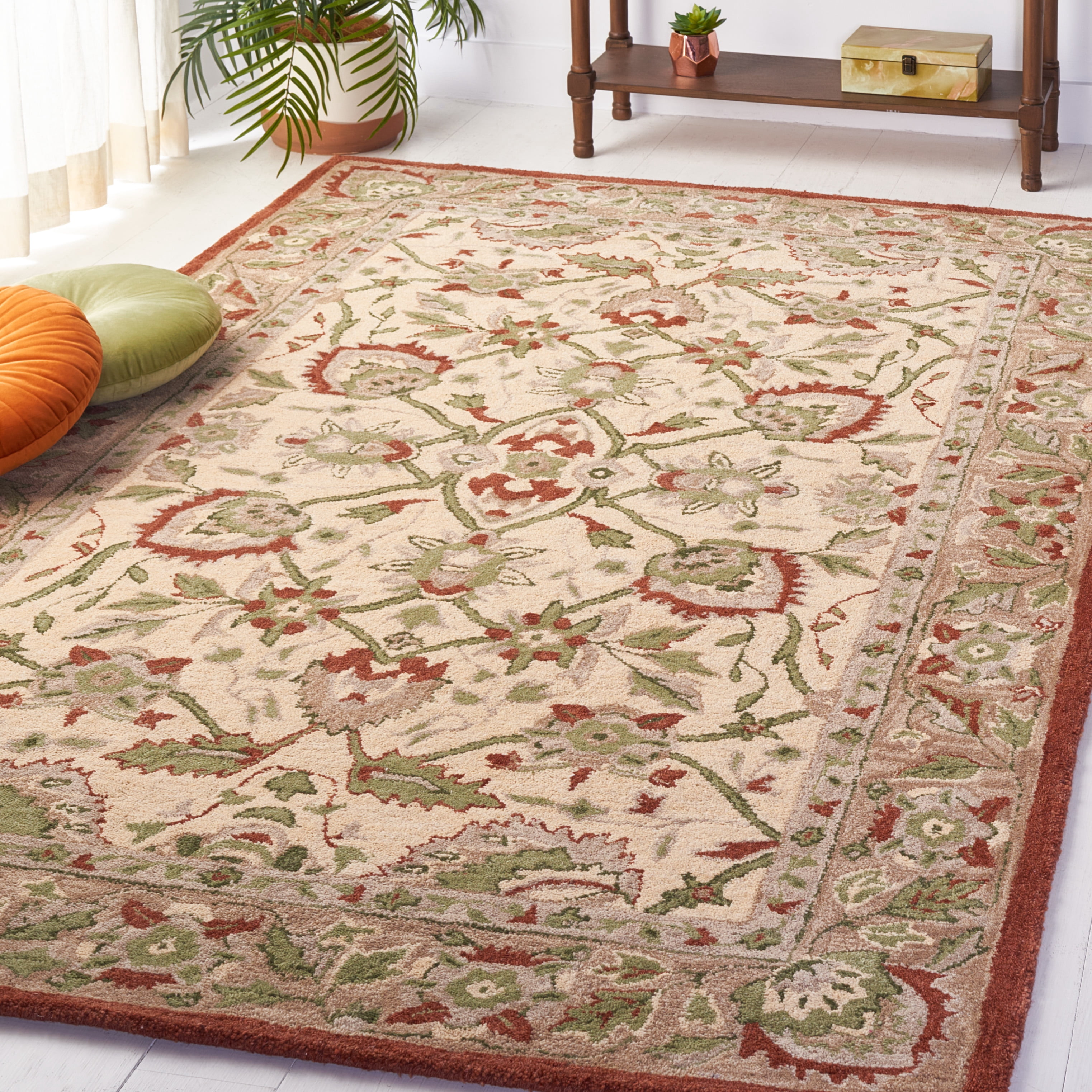 SAFAVIEH Antiquity Jaki Oriental Wool Area Rug, Rust/Ivory, 6' x 6' Square
