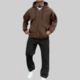 thumbnail image 2 of hotojiny Track Suits for Men 2 Piece Set Full Zip Jacket Workout Hooded Sweatshirt Casual Active Loose Fit Pants Matching Sweatsuit(Brown,XX-Large), 2 of 7