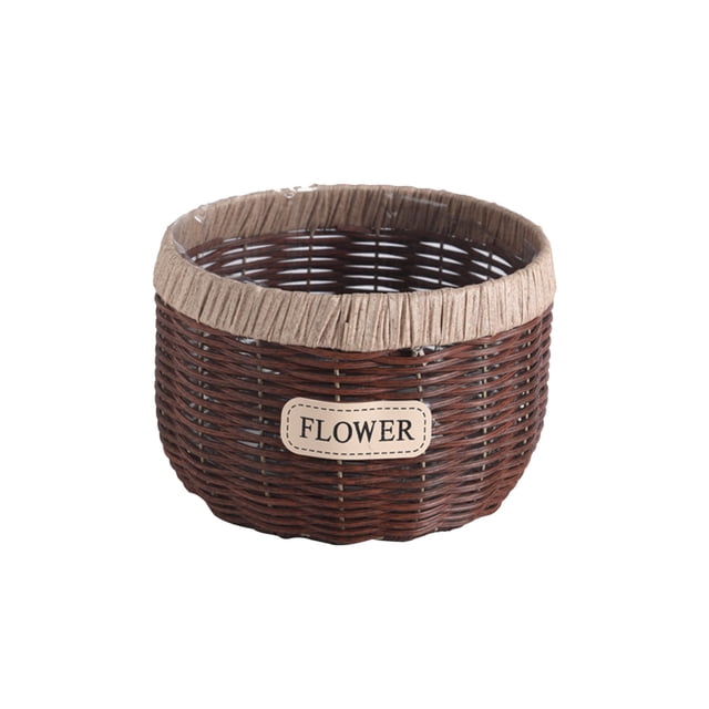 Wozhuo Hand Woven Rattan Basket Planter, Rustic Flower Pot for Succulents Orchids, Home Garden Decor