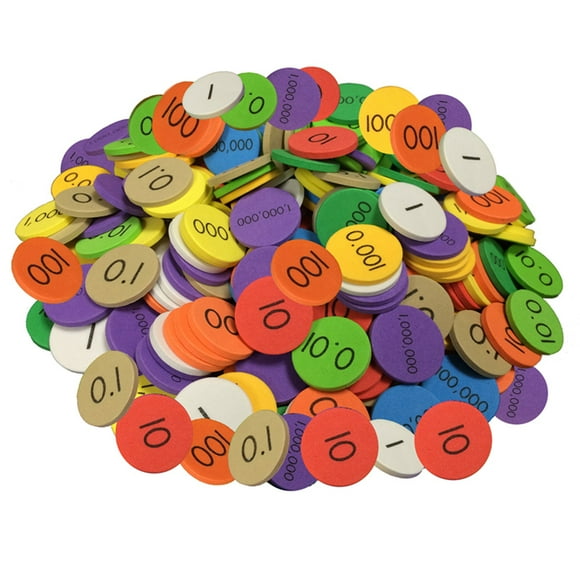 10-Value Decimals To Whole Numbers Place Value Discs, 250 Discs