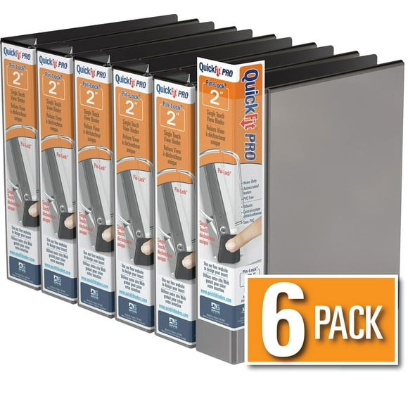 QuickFit® Pro Heavy Duty Single Touch Pin-Lock® View Binder, 6 Pack, 2"